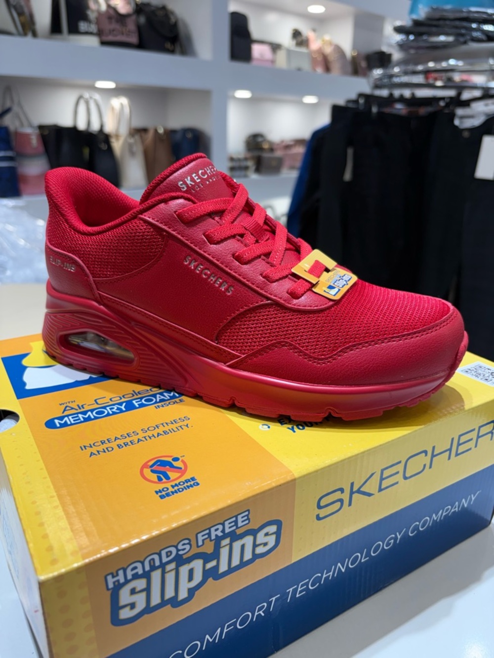 Skechers Women's Bright Red Mesh Air-Cushion Sneaker